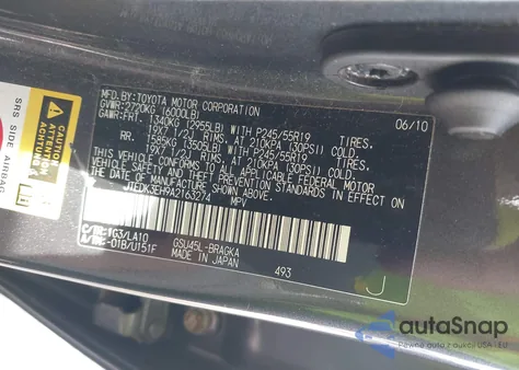 2010 Toyota Highlander Limited V6 из США, поврежденный, VIN JTEDK3EH9A2163274